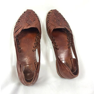 Brown Leather Vintage FRYE Huaraches Woven Sandals Women's size 6.5 - 73216